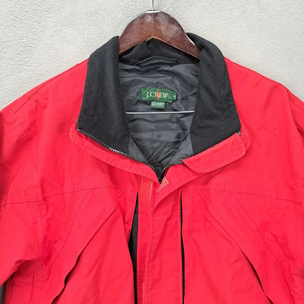 VTG J.Crew Gore-Tex Jacket Coat Mens Small Red Black Lightweight Full Zip Y2K